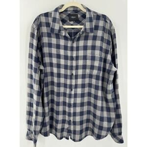 Rails Mens Blue Gray Check Flannel Shirt Button Down Long Sleeve XXL 2XL